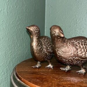 Vintage Pair of SOLID BRASS Pheasant Birds Yuan Tai ent. From Taiwan